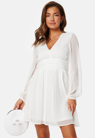 Tie Back L/S Chiffon Dress