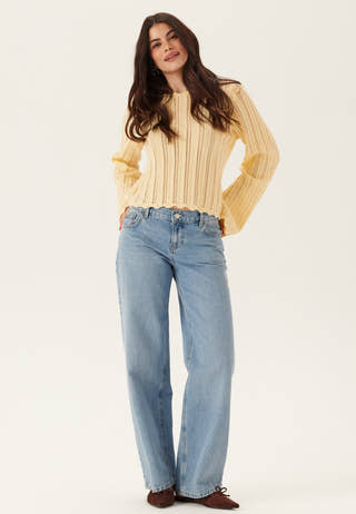Boat Neck Structure Knitted Sweater