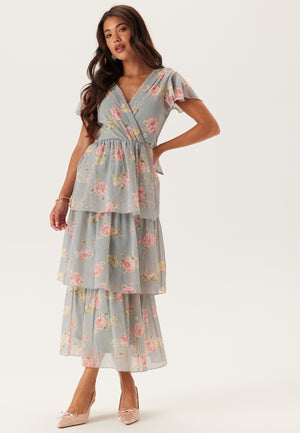 Butterfly Sleeve Flounce Dress