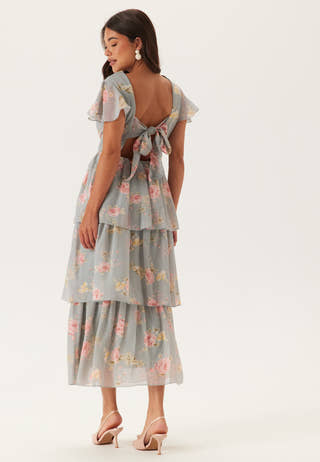Butterfly Sleeve Flounce Dress