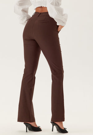 Mid Waist Stretchy Flared Trousers