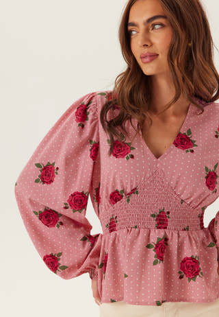 V-neck Smock Blouse
