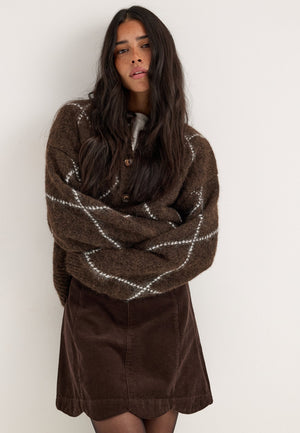 Corduroy Mini Skirt Brown