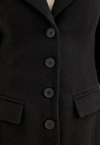 Shaped Wool Blend Coat Black