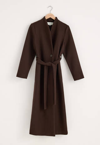 Belted Long Coat Brown