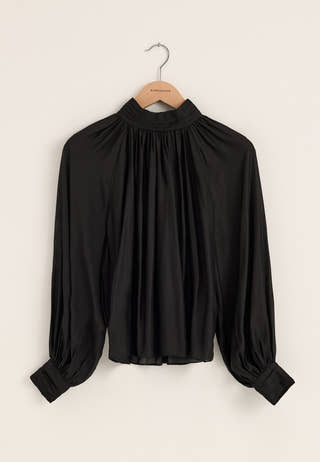 Sheer Flowy Blouse Black