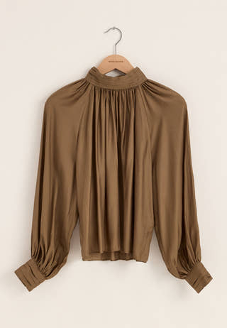 Sheer Flowy Blouse Brown