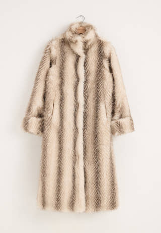 Long Faux Fur Coat Beige