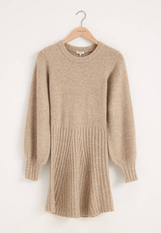 Knitted Short Dress Beige