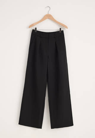 High Waist Pleated Trousers Black
