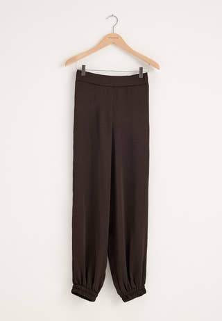 Satin Balloon Trousers Brown