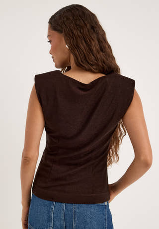 Power Shoulder Sparkling Top Purple