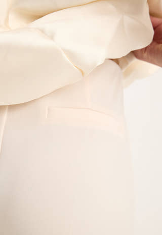 Feather-Hem Trousers White