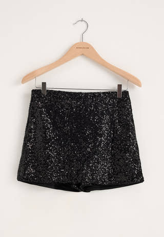 Sequins Skorts Black