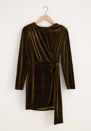 Velvet Short Dress Green