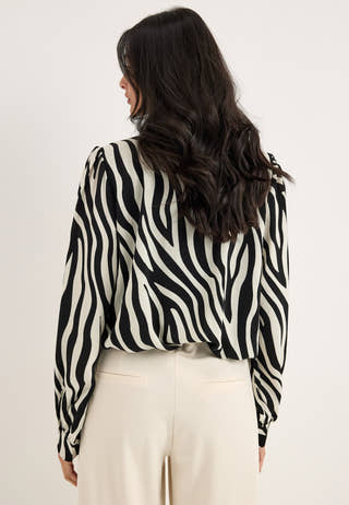 Balloon Hem Satin blouse Patterned