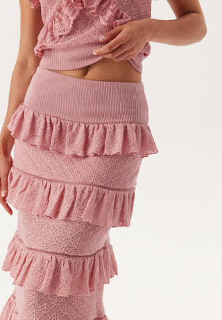Knitted Frill Ankle Skirt