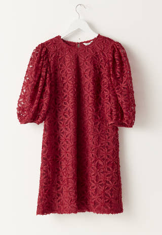 3D Flower Puff Sleeve Dress