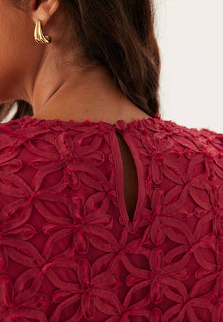 3D Flower Puff Sleeve Dress
