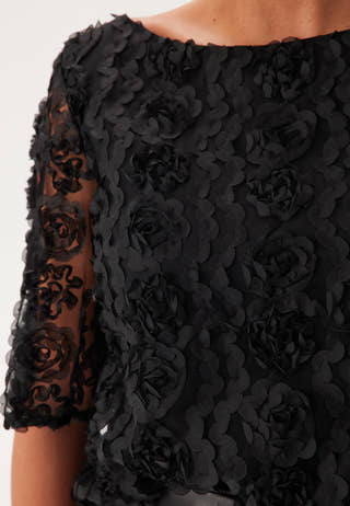 3D Flower Short Sleeve Blouse
