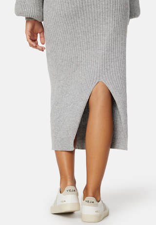 Round Neck Rib Knitted Midi Dress