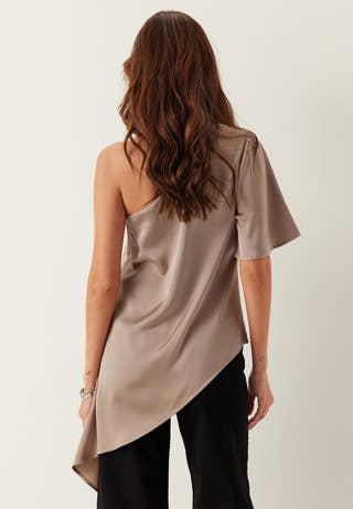 Asymmetric Satin Blouse