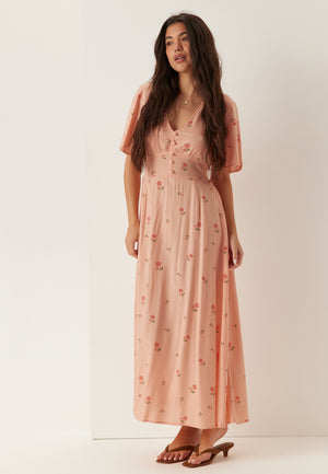 Butterfly Sleeve Viscose Maxi Dress