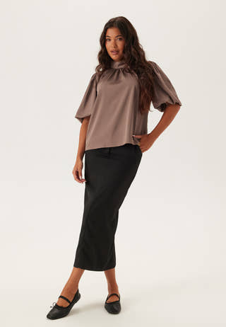 Chimney Collar Puff Sleeve Blouse