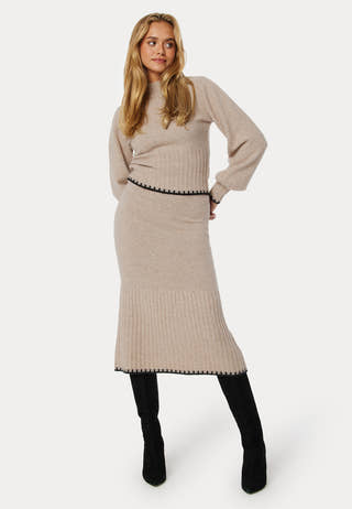 Contrast Edge Knitted Skirt