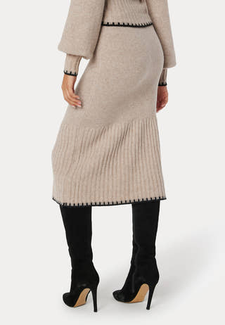 Contrast Edge Knitted Skirt