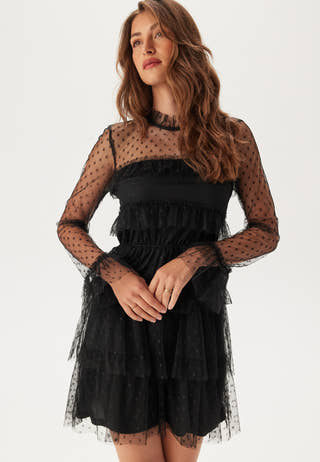 Dotted Mesh L/S Dress