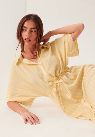 Drawstring Viscose Shirt Dress