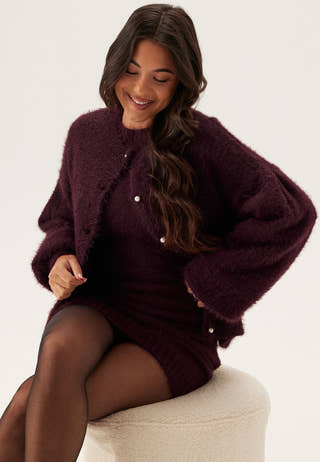 Fluffy Knitted Pearl Cardigan