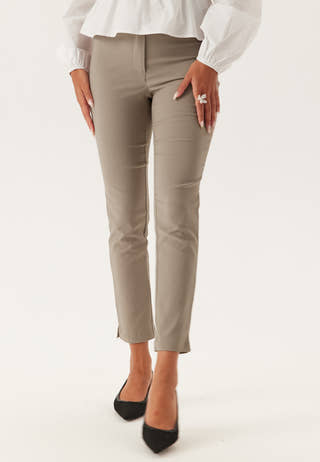 High Waist Stretchy Cropped Slit Trousers