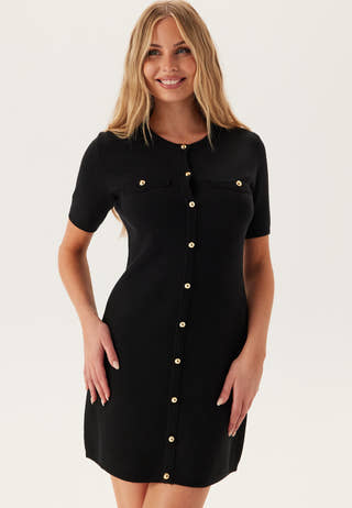 Knitted Gold Button Dress