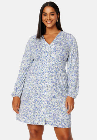 V-neck Short Button Dress