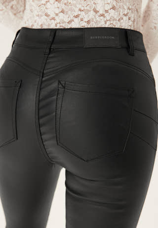 Mid Waist Push-up Coated Slim Jeans