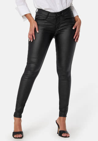 Mid Waist Push-Up Coated Jeans