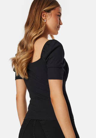 Rushed Square Neck Short Sleeve Top