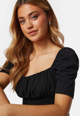 Rushed Square Neck Short Sleeve Top