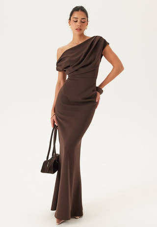 Asymmetric Draped Maxi Dress