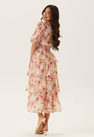 Balloon Sleeve Flounce Ankle Dress