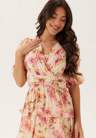 Balloon Sleeve Flounce Ankle Dress