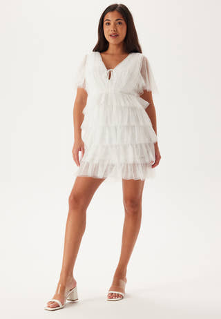Deep V-neck Tulle Dress
