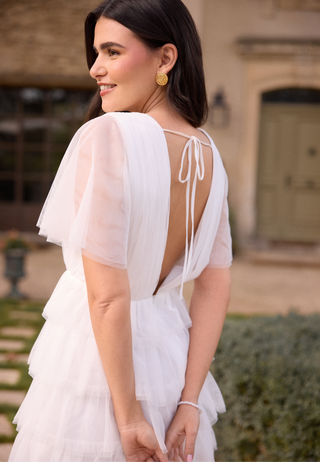Deep V-neck Tulle Dress