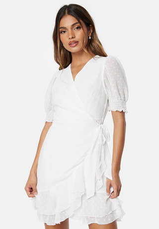Dotted S/S wrap dress