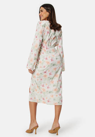 Drawstring L/S Midi Dress