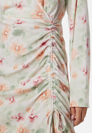 Drawstring L/S Midi Dress