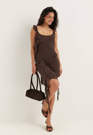 Flounce Mesh Short Dress