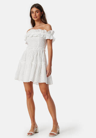 Broderie Anglaise Flounce Off Shoulder dress